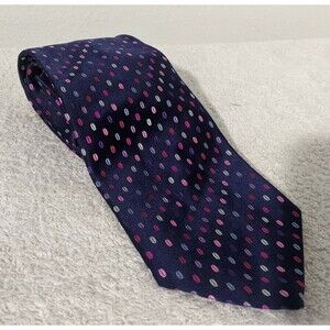 Duchamp London Made in England Blue Polka Dot Pure Silk Neck Tie
